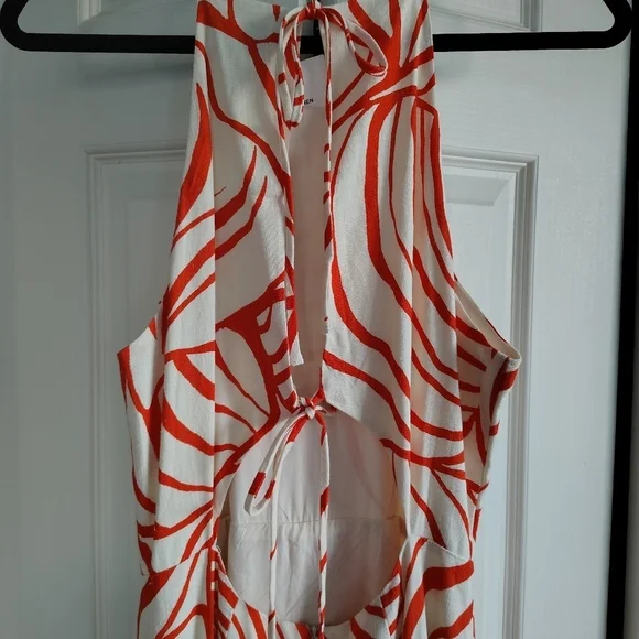 Nordstrom Lost & Wander Salt to the Sea Midi Halter Dress Red & Cream M NWT - Picture 11 of 13